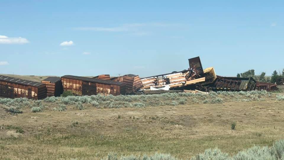 Train derailment in southeastern Alberta